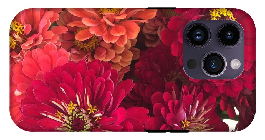 Peach and Pink Zinnias - Phone Case
