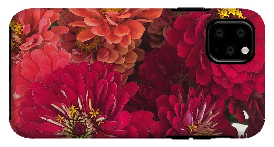 Peach and Pink Zinnias - Phone Case