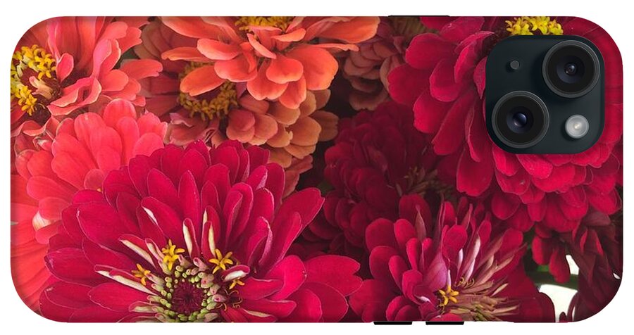Peach and Pink Zinnias - Phone Case