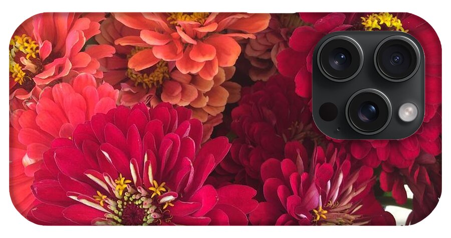 Peach and Pink Zinnias - Phone Case