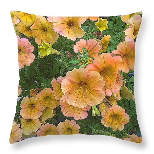 Peach Petunias - Throw Pillow