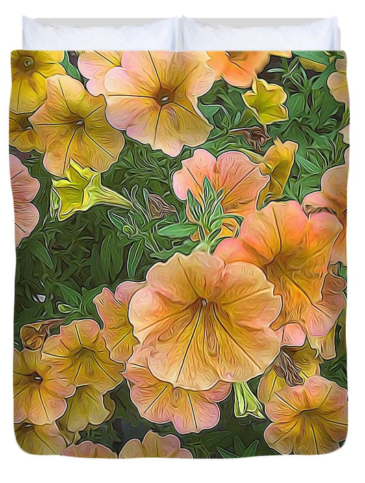 Peach Petunias - Duvet Cover