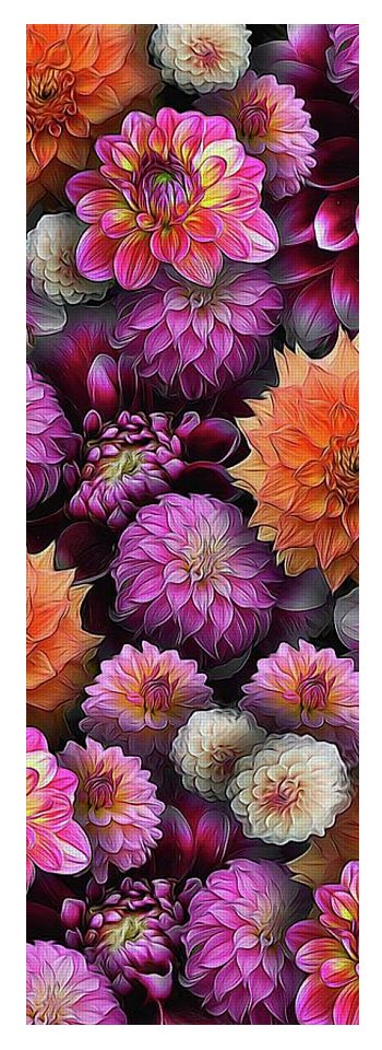 Pink and Orange Dahlias Collage - Yoga Mat