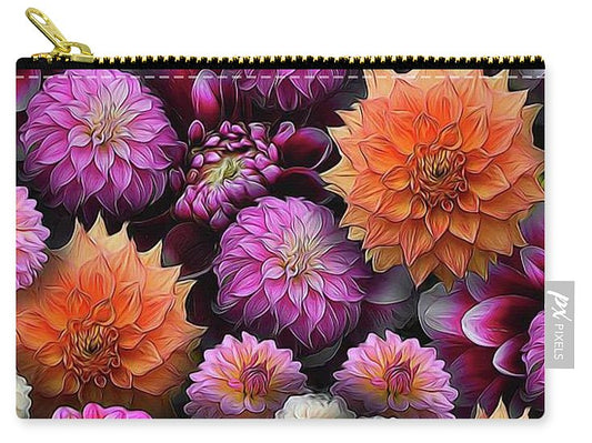 Pink and Orange Dahlias Collage - Carry-All Pouch