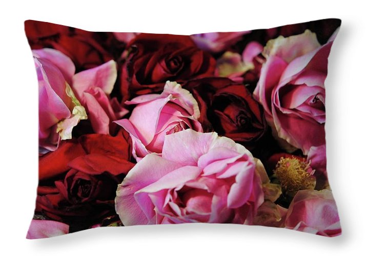 Pink and Red Roseheads - Throw Pillow