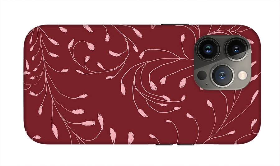 Pink and Red Zentangle Vines and Leaf Pattern - Phone Case
