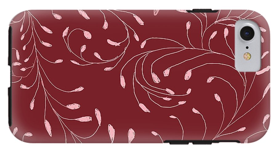 Pink and Red Zentangle Vines and Leaf Pattern - Phone Case