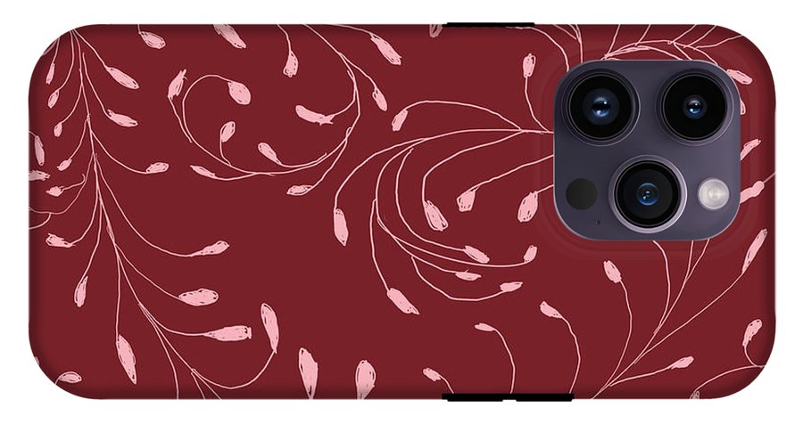 Pink and Red Zentangle Vines and Leaf Pattern - Phone Case