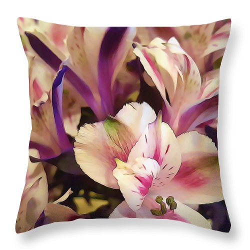 Pink and White Flowers - Throw Pillow