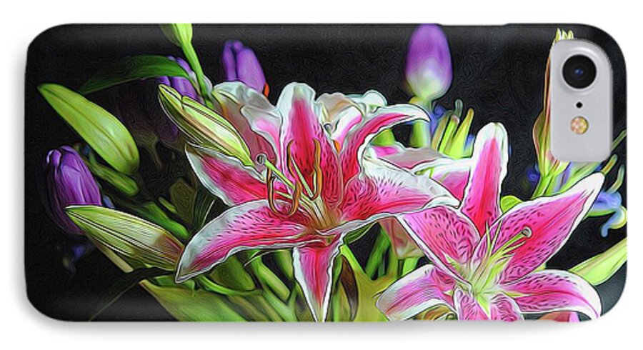 Pink and White Lily Bouquet - Phone Case