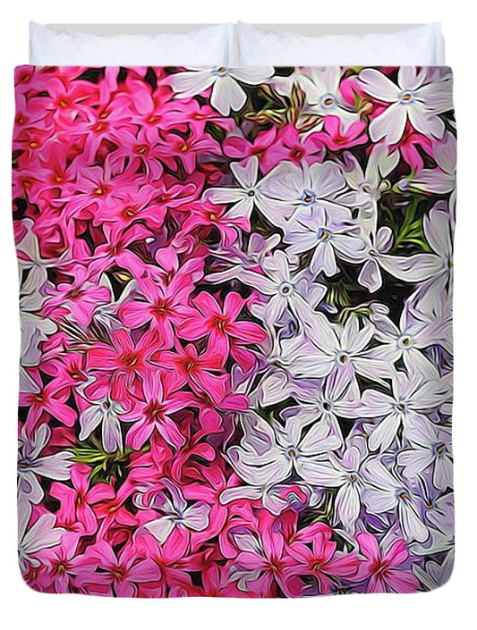 Pink and White Phlox - Duvet Cover