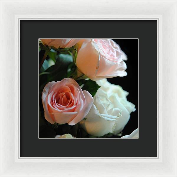 Pink and White Roses Bouquet - Framed Print