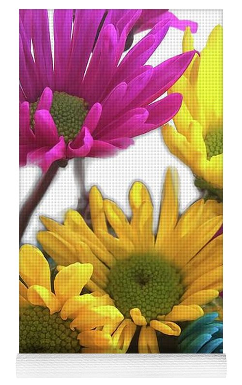 Pink and Yellow Daisies - Yoga Mat