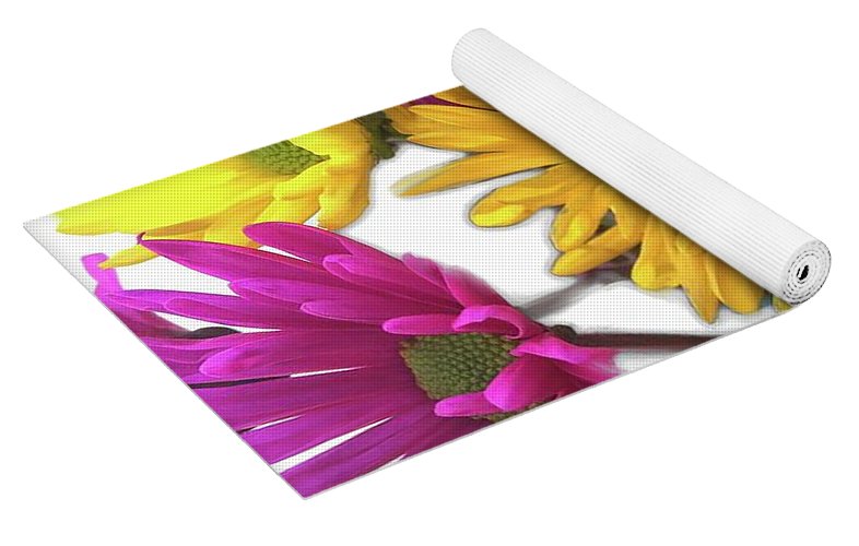 Pink and Yellow Daisies - Yoga Mat