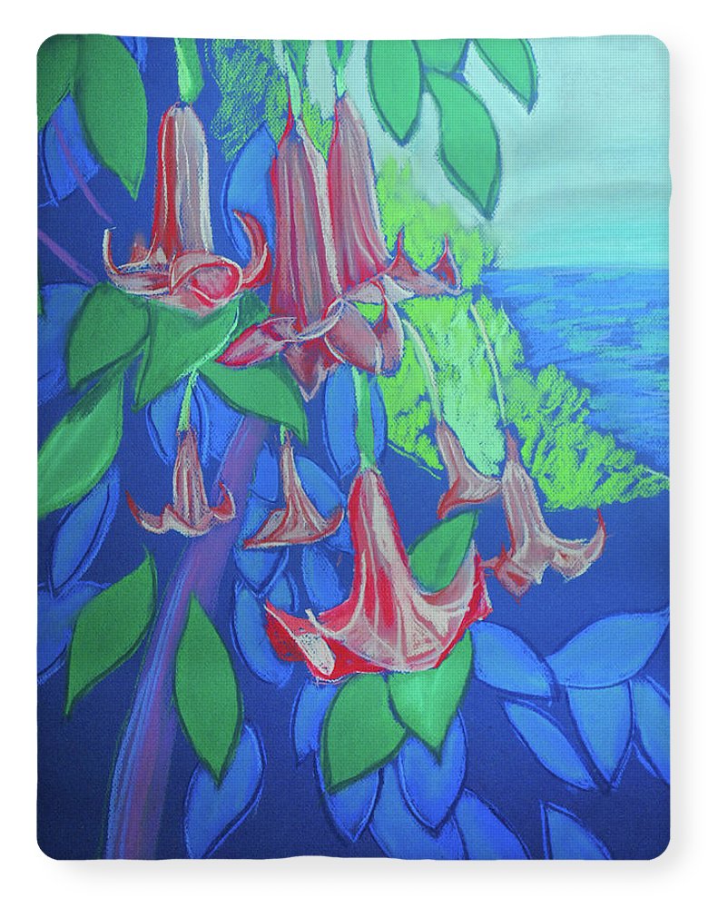 Pink Angels Trumpet Flowers Pastel - Blanket
