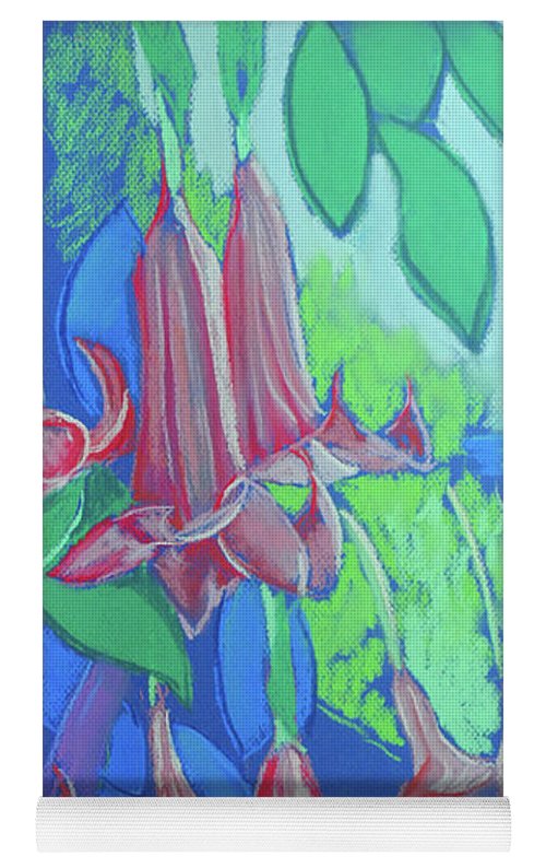Pink Angels Trumpet Flowers Pastel - Yoga Mat