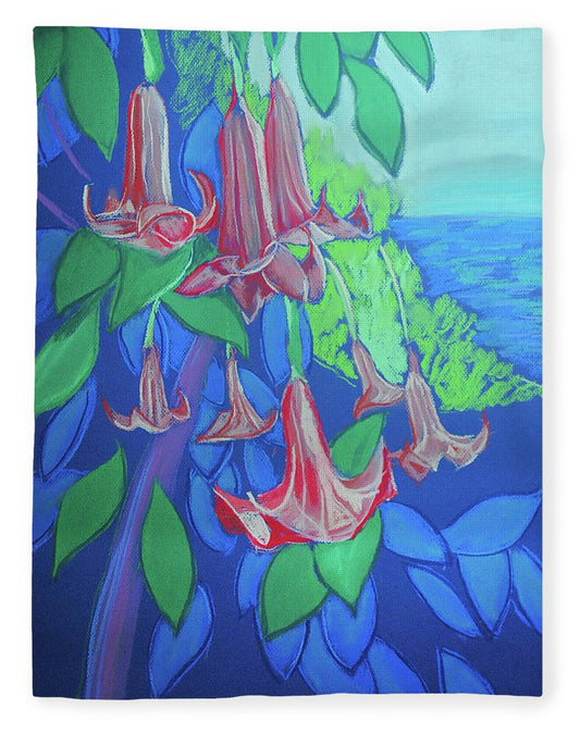 Pink Angels Trumpet Flowers Pastel - Blanket
