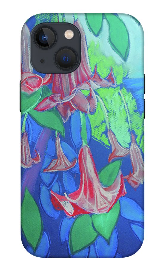 Pink Angels Trumpet Flowers Pastel - Phone Case