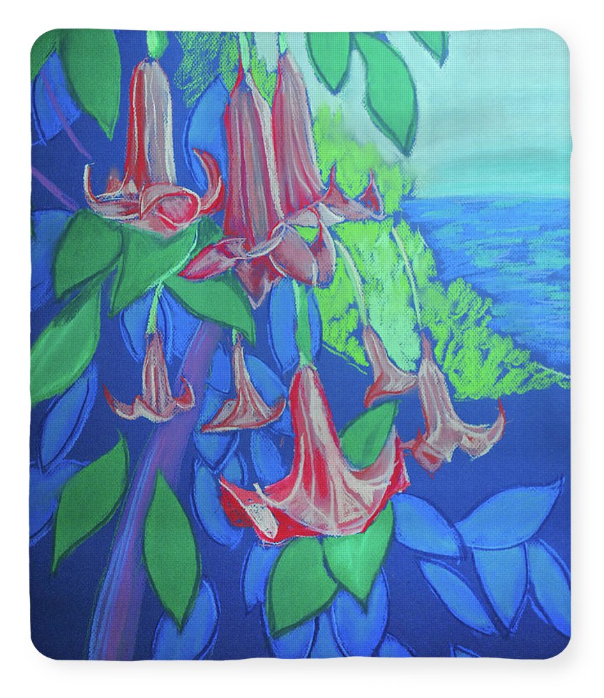 Pink Angels Trumpet Flowers Pastel - Blanket