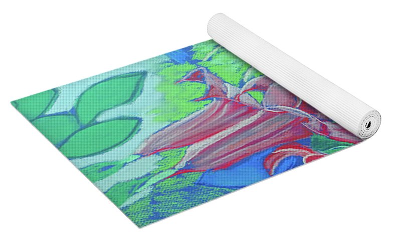 Pink Angels Trumpet Flowers Pastel - Yoga Mat