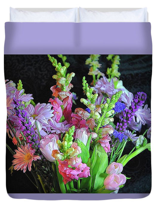 Pink Flower Bouquet - Duvet Cover