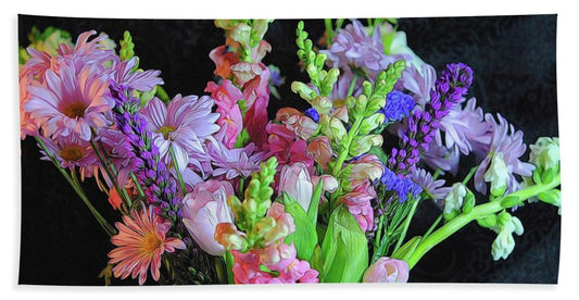 Pink Flower Bouquet - Bath Towel