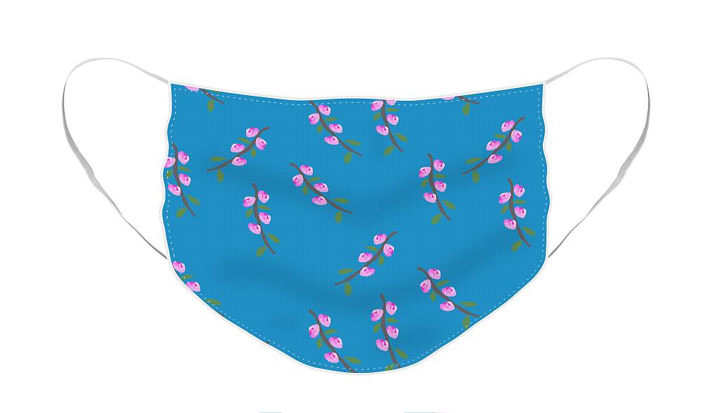 Pink Flower Branches Pattern - Face Mask
