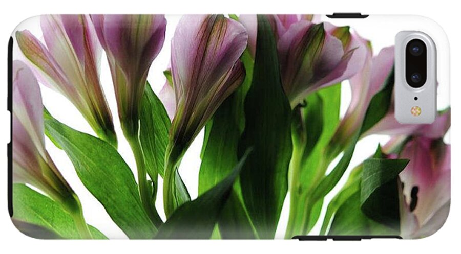Pink Flowers Green Stems - Phone Case