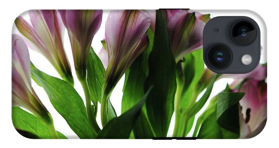 Pink Flowers Green Stems - Phone Case