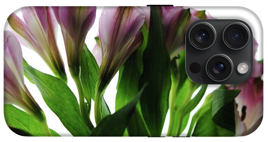 Pink Flowers Green Stems - Phone Case