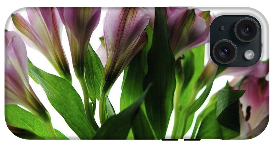 Pink Flowers Green Stems - Phone Case