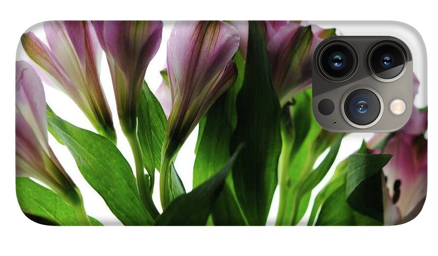 Pink Flowers Green Stems - Phone Case