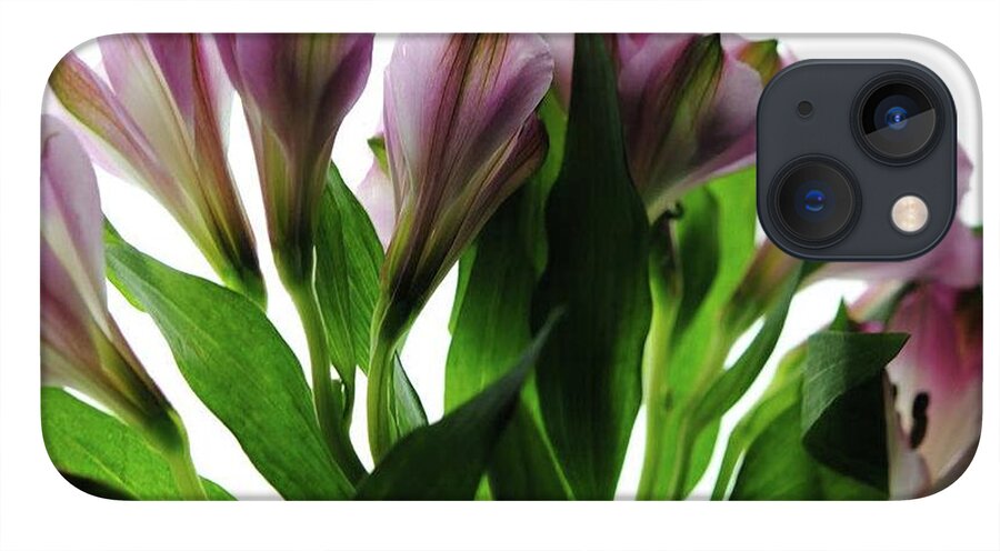 Pink Flowers Green Stems - Phone Case