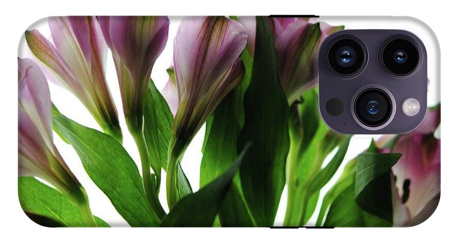 Pink Flowers Green Stems - Phone Case