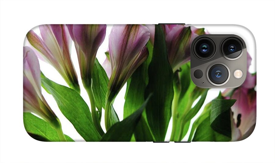 Pink Flowers Green Stems - Phone Case