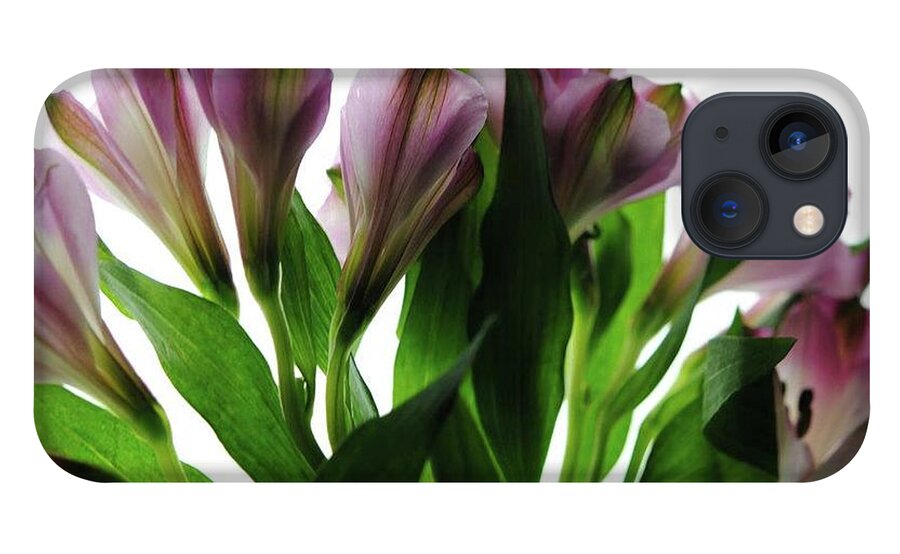Pink Flowers Green Stems - Phone Case