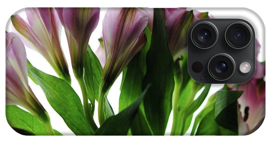 Pink Flowers Green Stems - Phone Case