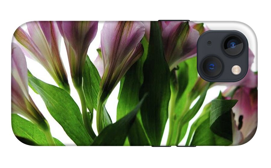 Pink Flowers Green Stems - Phone Case