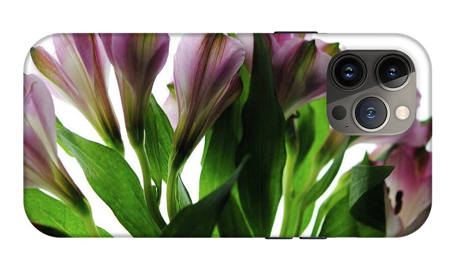Pink Flowers Green Stems - Phone Case