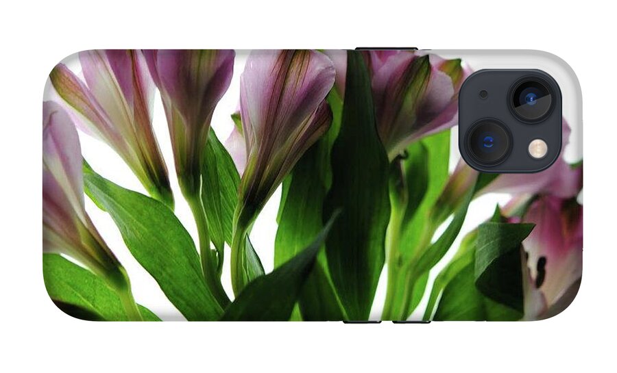 Pink Flowers Green Stems - Phone Case