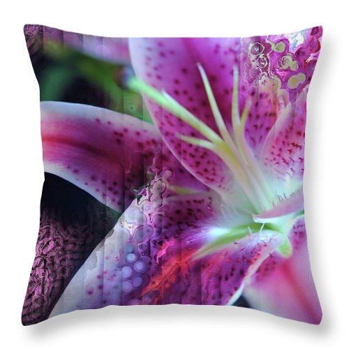 Pink Lily Abstract - Throw Pillow