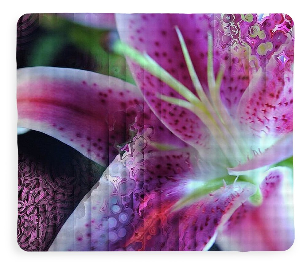 Pink Lily Abstract - Blanket