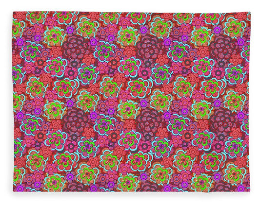 Pink Retro Flowers - Blanket