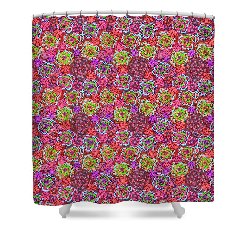 Pink Retro Flowers - Shower Curtain