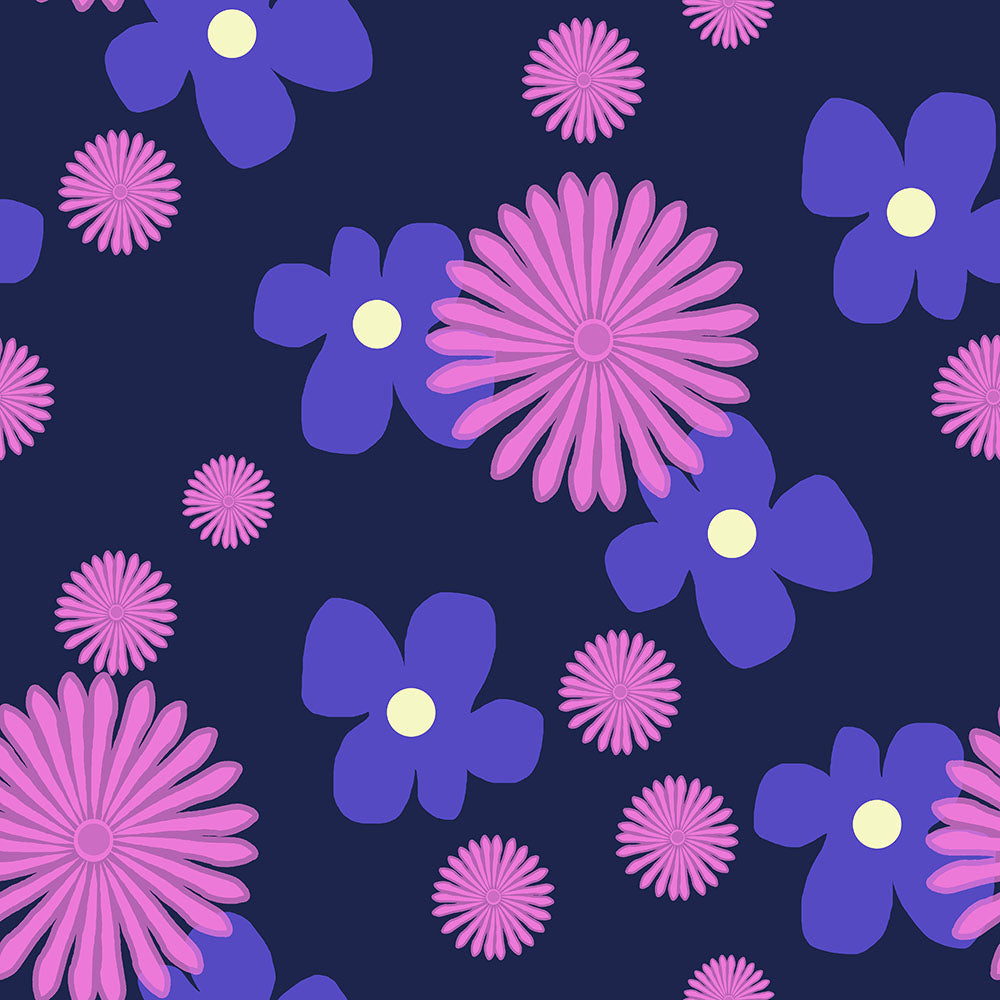 Pink and Blue Flowers Digital Image Download