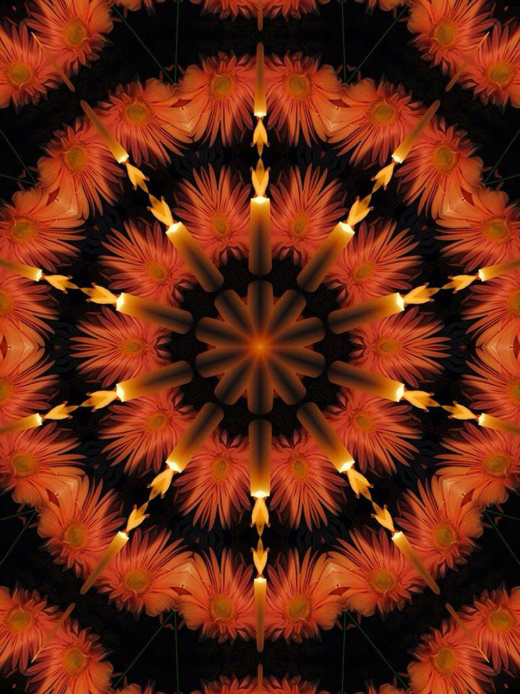 Flowers and Candles Kaleidoscope Digital Image Download
