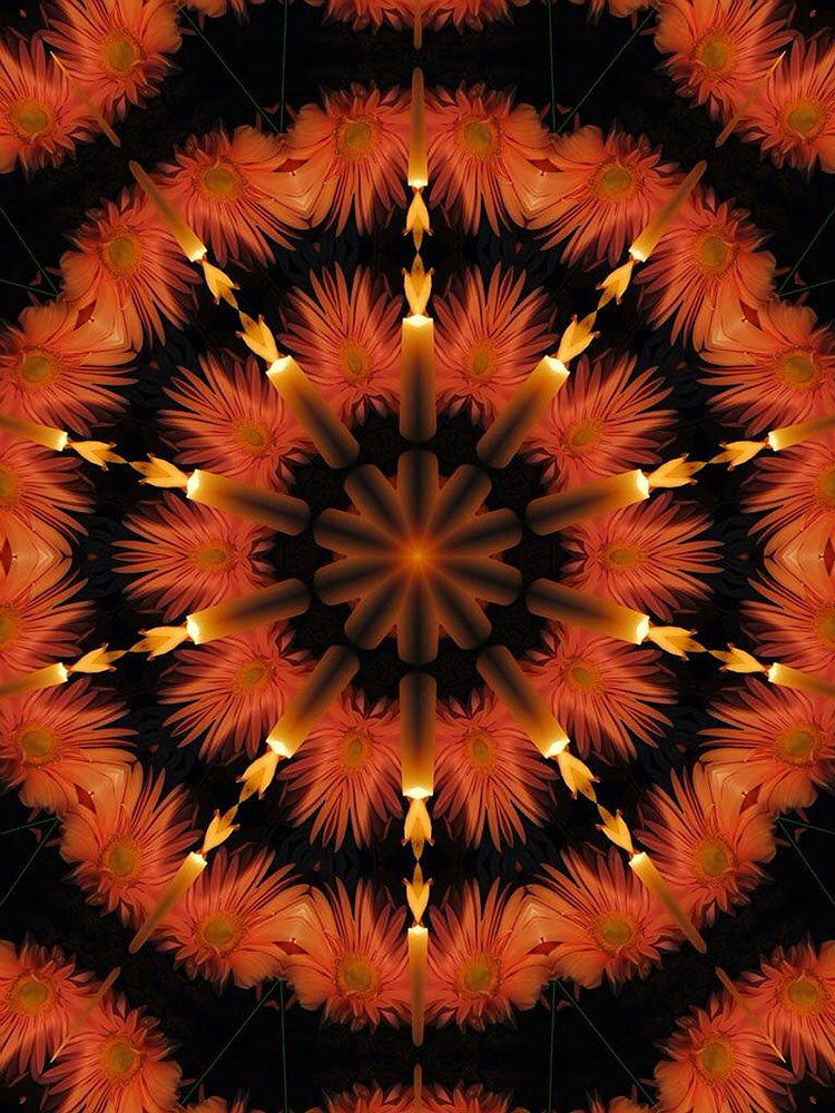 Pink Flower Petals Candle Kaleidoscope Digital Image Download