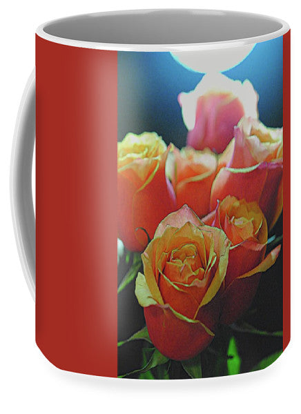 Pinki and Orange Rose Bouquet With Light - Mug
