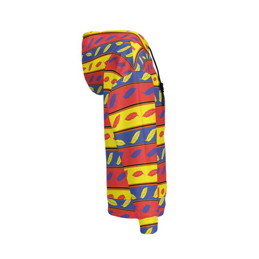 Red Yellow Blue Leaf Pattern Women’s Relaxed Fit Hoodie