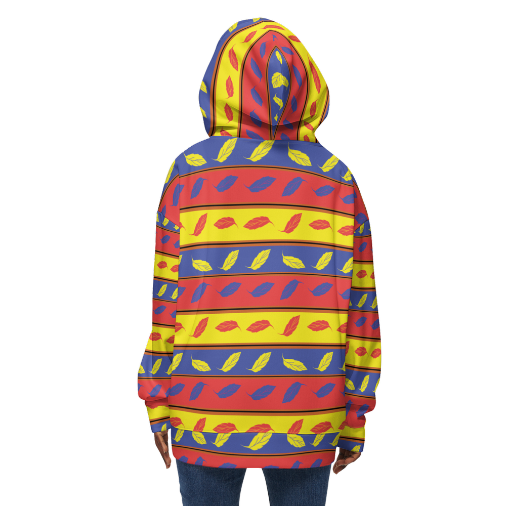 Red Yellow Blue Leaf Pattern Women’s Relaxed Fit Hoodie